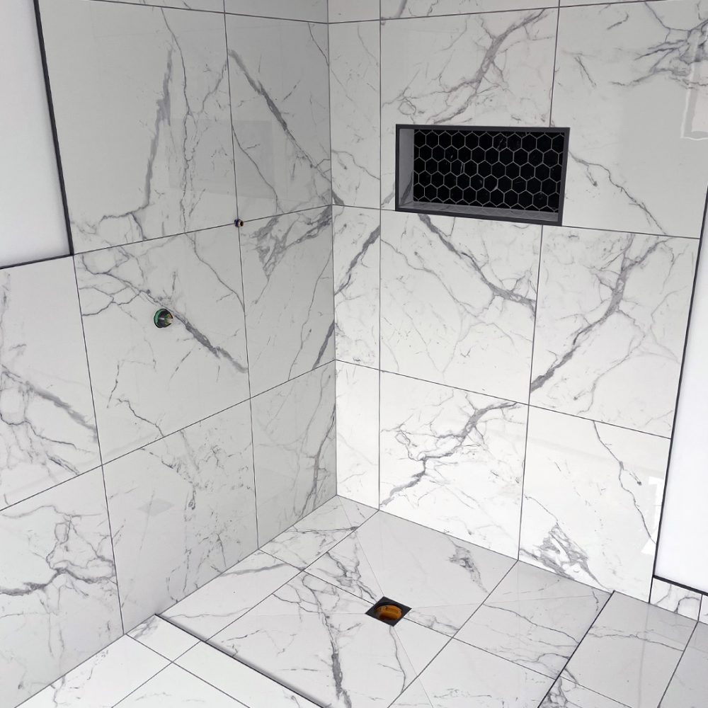 White marble shower